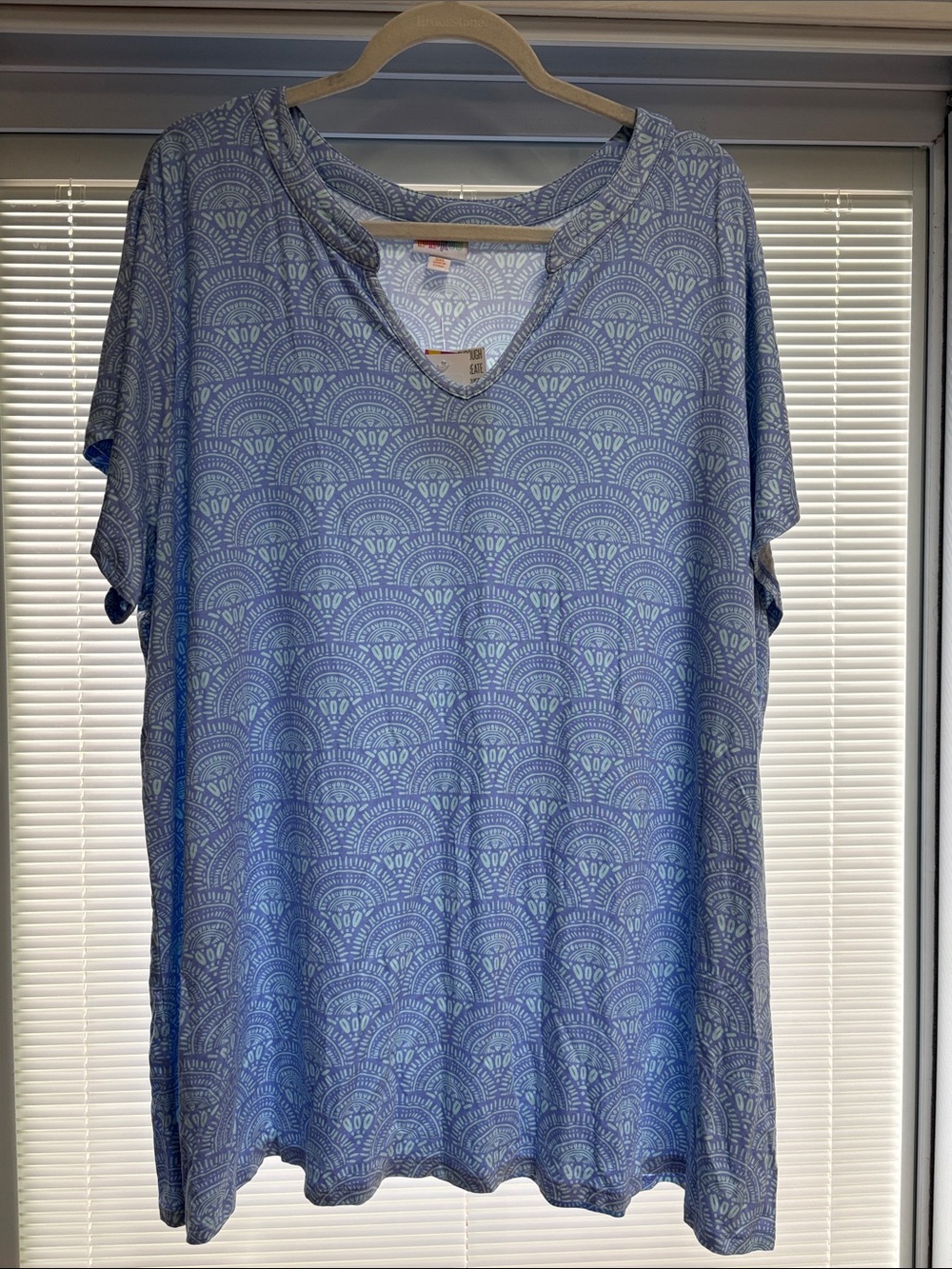 LuLaRoe Light Blue Patterned V-Neck Tunic